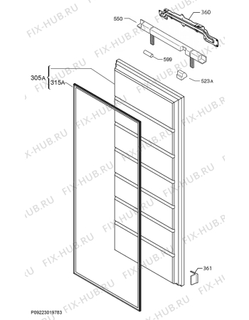 Взрыв-схема холодильника Aeg ABS8181LNC - Схема узла Door 003